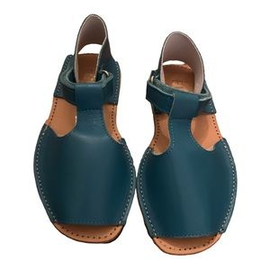 FIORE, Girl’s Teal Leather Sandals, Made In Spain, Size 29, Kids